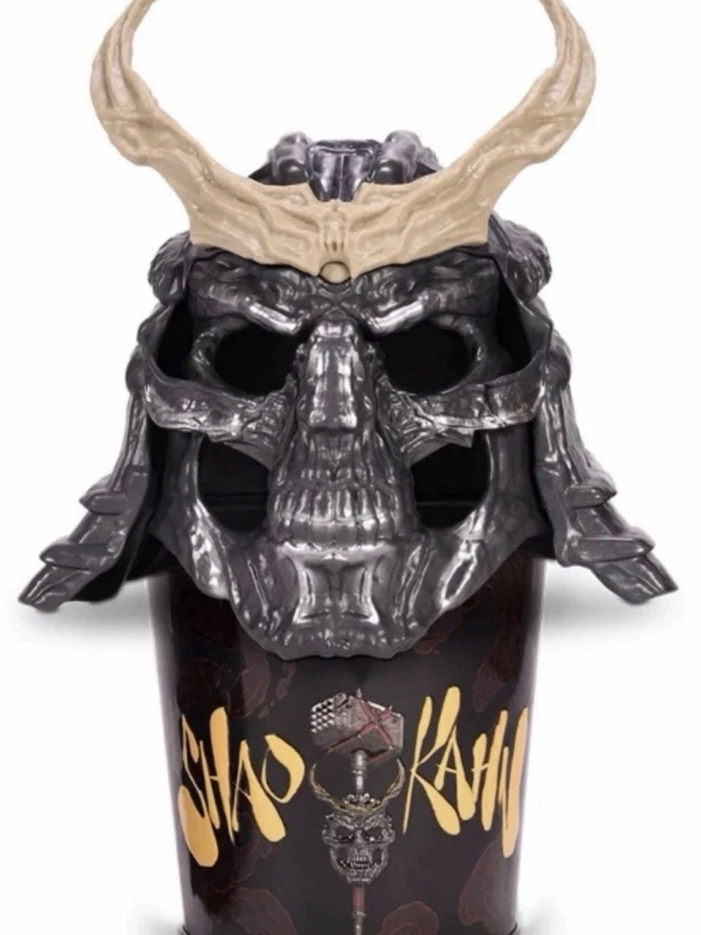 Chao Kahn Skull Samurai Accent Decor in Gray and Tan